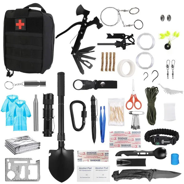 121Pcs Survival Kit for Outdoor Adventure - Professional Emergency Gear & Tactical First Aid Supplies for Camping, Hiking, and Hunting