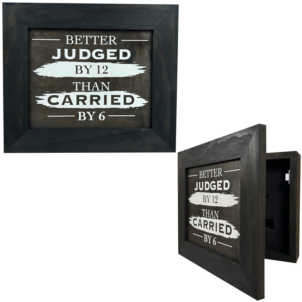 Better Judged by 12 Than Carried by 6 Gun Concealment Furniture - Handcrafted Hidden Gun Storage Wall Decor - Hidden Safe Furniture with Magnetic Lock for Quick Access & Storage